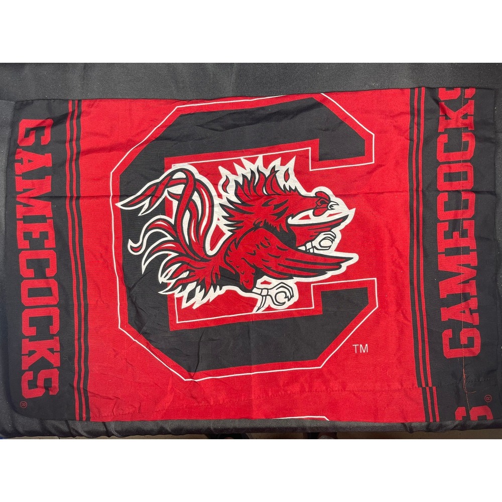South Carolina Gamecocks Pillowcase NCAA Standard Size Red Black Logo Bedding